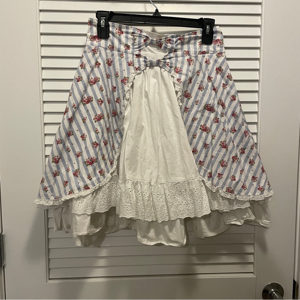 Hell bunny Floral Striped White Skirt